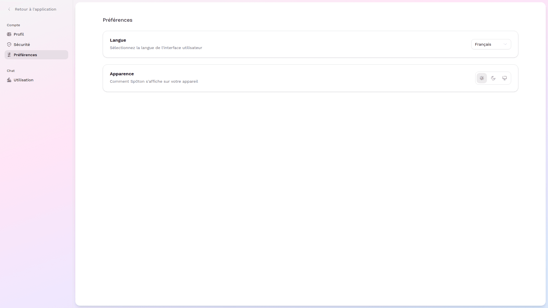 Préférences de langue